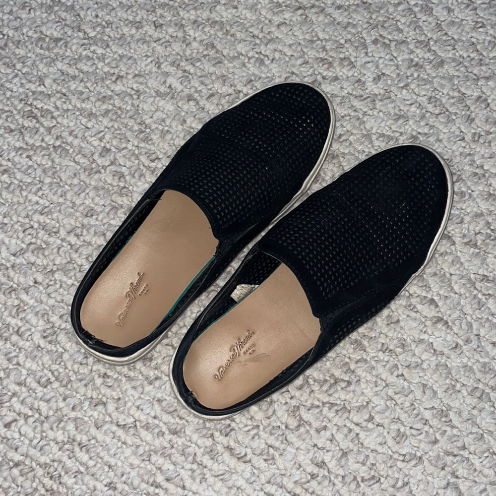Black slip on mules
